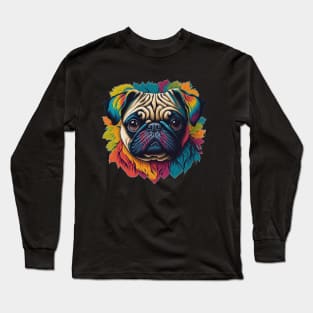 Colourfull Pug Long Sleeve T-Shirt